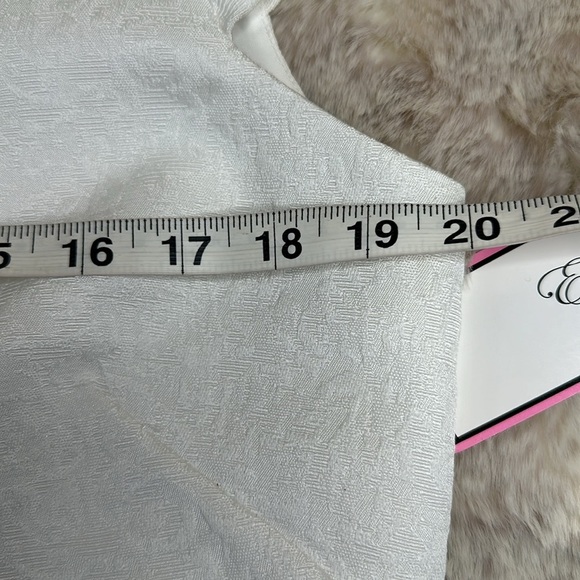 Eliza J | White Dress with Cap Sleeves & Jeweled Neckline - Picture 6 of 8